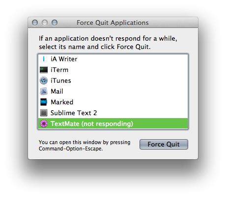 TextMate 2 Alpha locked up